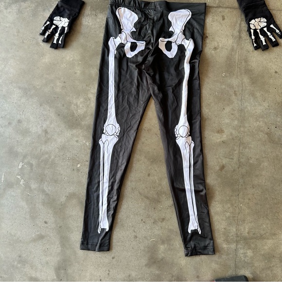 Skeleton Costume Hoodie Leggings Gloves | size small- medium - Picture 2 of 10